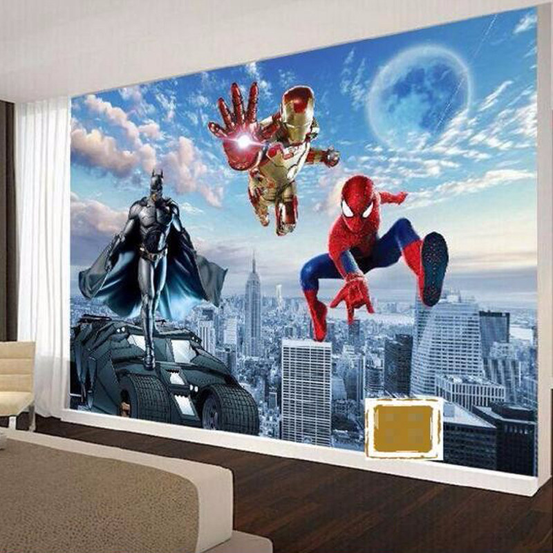 beibehang  Ʈ ̾  Spider-man   Kids For Kids TV     ȭ  /beibehang Mural Batman Iron Man Spider-man Photo Wallpaper For